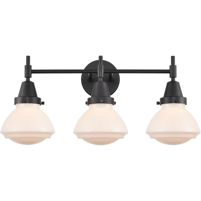 Caden LED 25 inch Matte Black Bath Vanity Light Wall Light in Matte White Glass