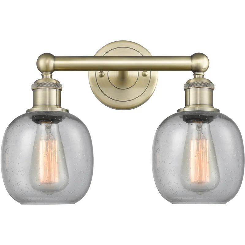 Belfast 2 Light 15 inch Antique Brass Bath Vanity Light Wall Light in Seedy
