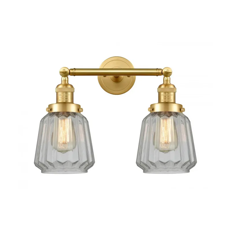 Franklin Restoration Chatham LED 16 inch Satin Gold Bath Vanity Light Wall Light in Clear Glass, Franklin Restoration