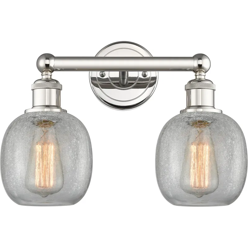 Belfast 2 Light 15 inch Polished Nickel Bath Vanity Light Wall Light in Clear Crackle