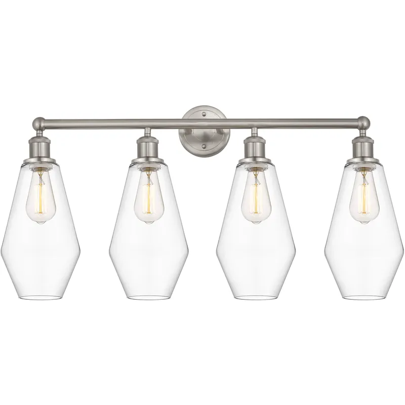 Cindyrella 4 Light 34 inch Brushed Satin Nickel Bath Vanity Light Wall Light in Clear Glass