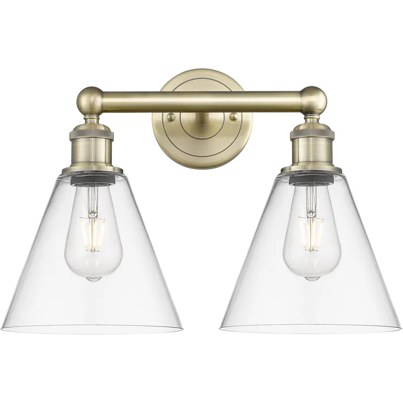 Berkshire 2 Light 17 inch Antique Brass Bath Vanity Light Wall Light in Clear