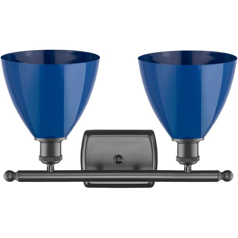 Ballston Plymouth Dome 2 Light 18 inch Oil Rubbed Bronze Bath Vanity Light Wall Light in Matte Blue