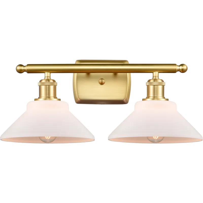 Ballston Orwell 2 Light 18 inch Satin Gold Bath Vanity Light Wall Light in Matte White Glass, Ballston