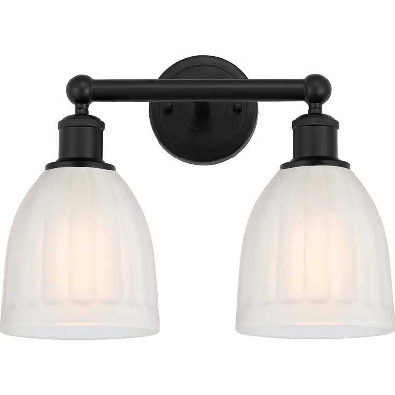 Edison Brookfield 2 Light 15 inch Matte Black Bath Vanity Light Wall Light in White