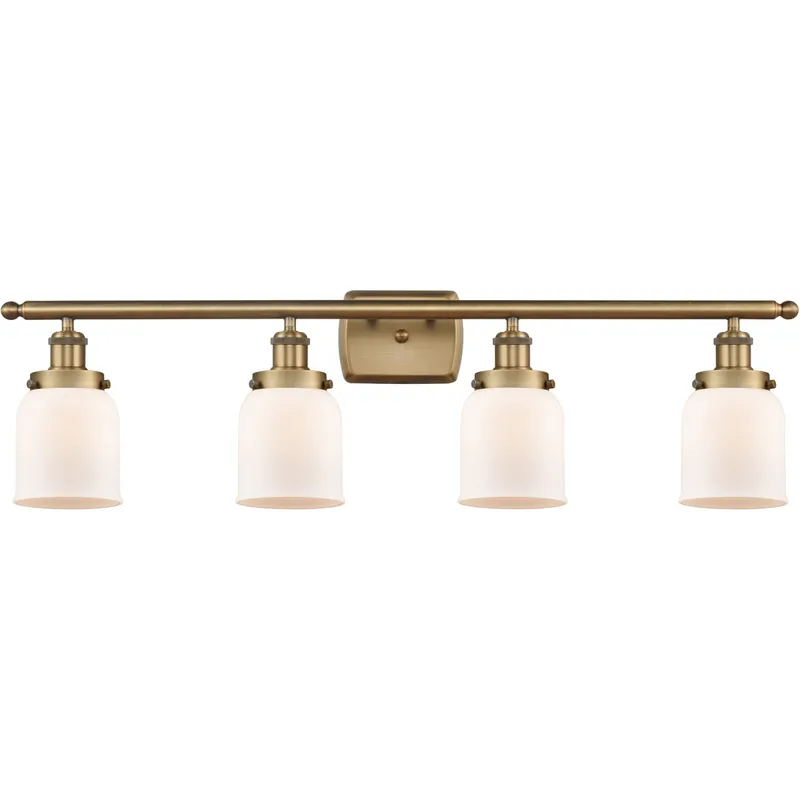 Ballston Small Bell LED 36 inch Brushed Brass Bath Vanity Light Wall Light in Matte White Glass