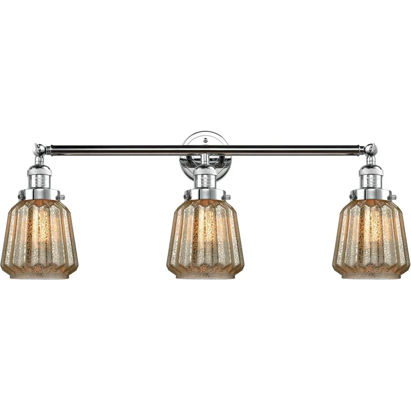 Franklin Restoration Chatham LED 30 inch Polished Chrome Bath Vanity Light Wall Light in Mercury Glass, Franklin Restoration