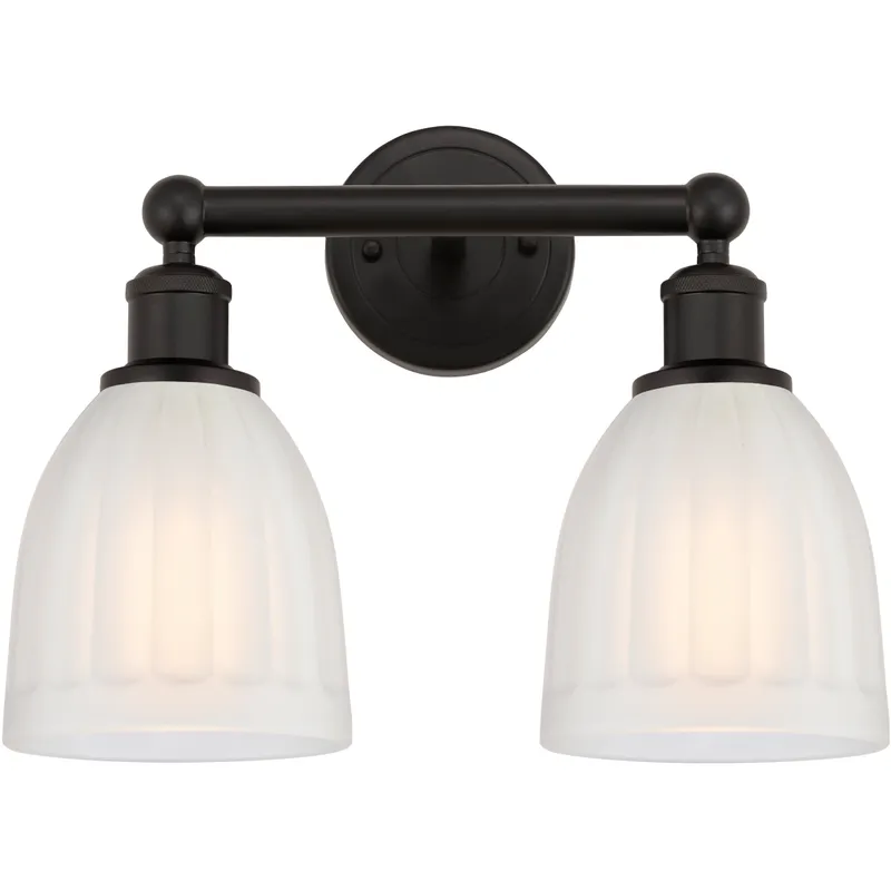 Edison Brookfield 2 Light 15 inch Oil Rubbed Bronze Bath Vanity Light Wall Light in White