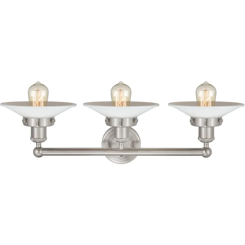 Edison Athens 3 Light 24 inch Brushed Satin Nickel Bath Vanity Light Wall Light in Seedy Glass