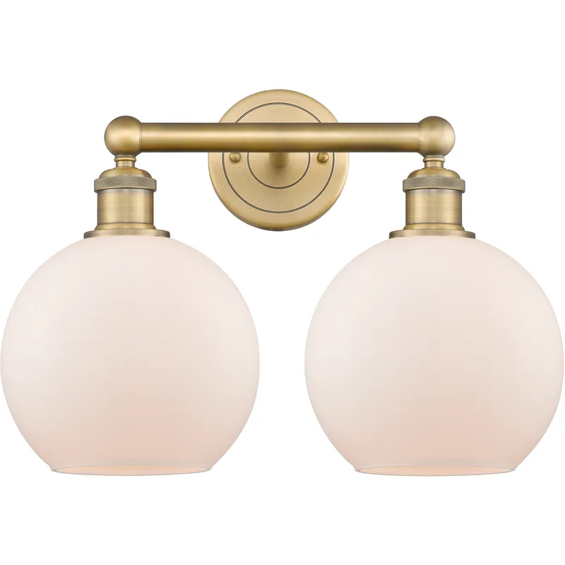 Athens 2 Light 17 inch Brushed Brass Bath Vanity Light Wall Light in Matte White