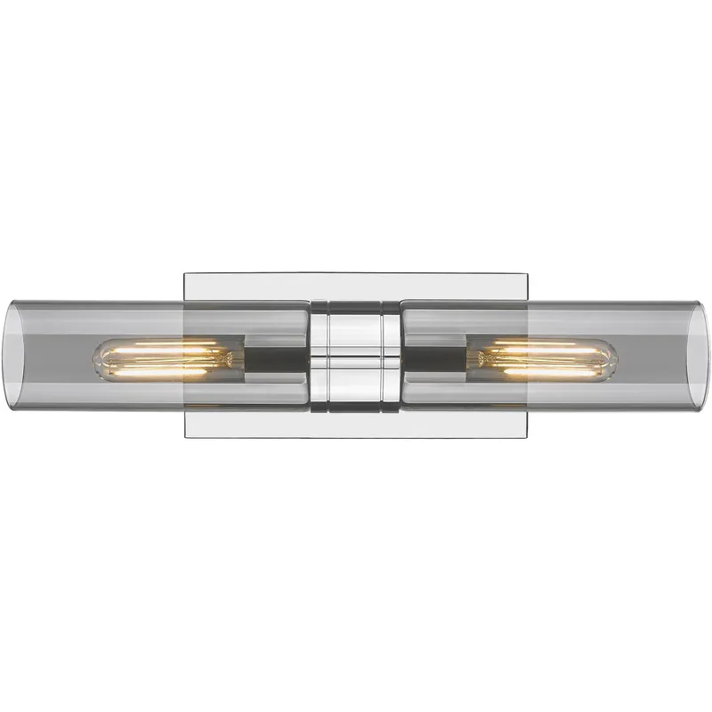 Ballston Urban 2 Light 18 inch Polished Chrome Bath Vanity Light Wall Light in Light Smoke Glass