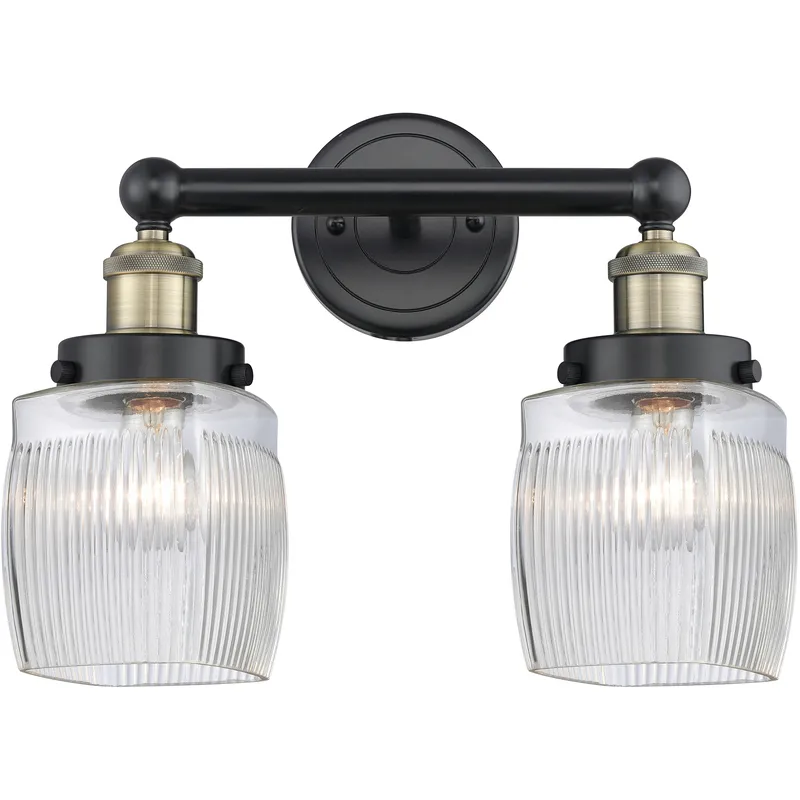 Colton 2 Light 15 inch Black Antique Brass Bath Vanity Light Wall Light