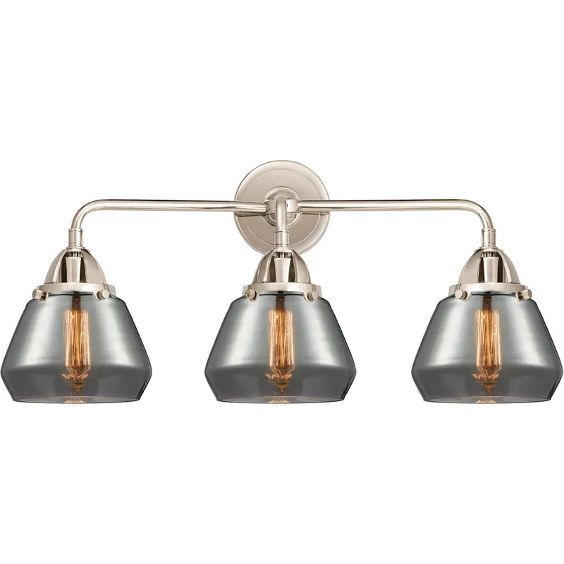 Nouveau 2 Fulton LED 24.75 inch Polished Nickel Bath Vanity Light Wall Light in Plated Smoke Glass