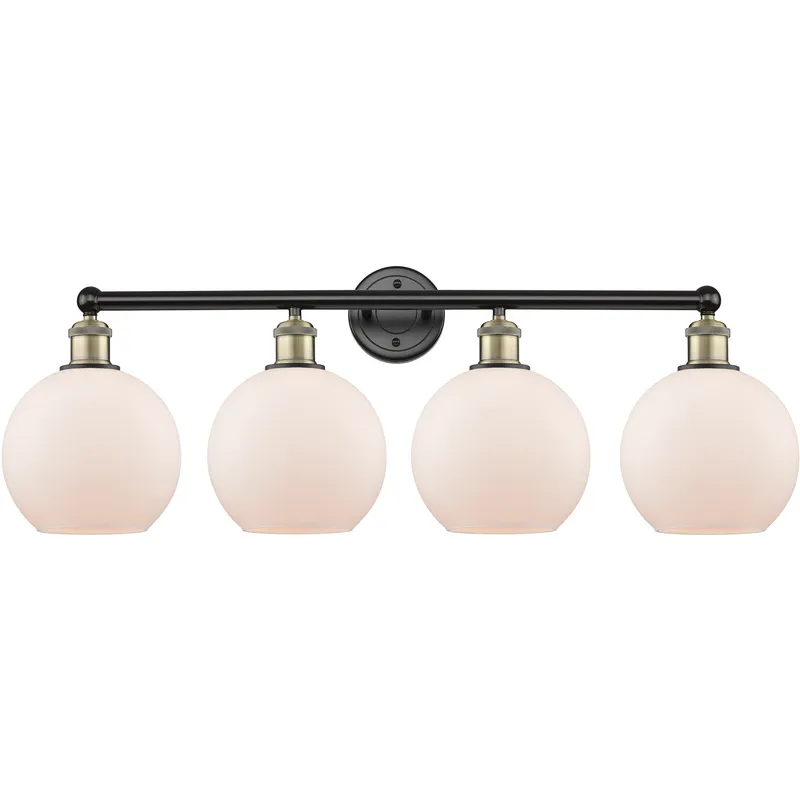 Athens 4 Light 35 inch Black Antique Brass Bath Vanity Light Wall Light in Matte White
