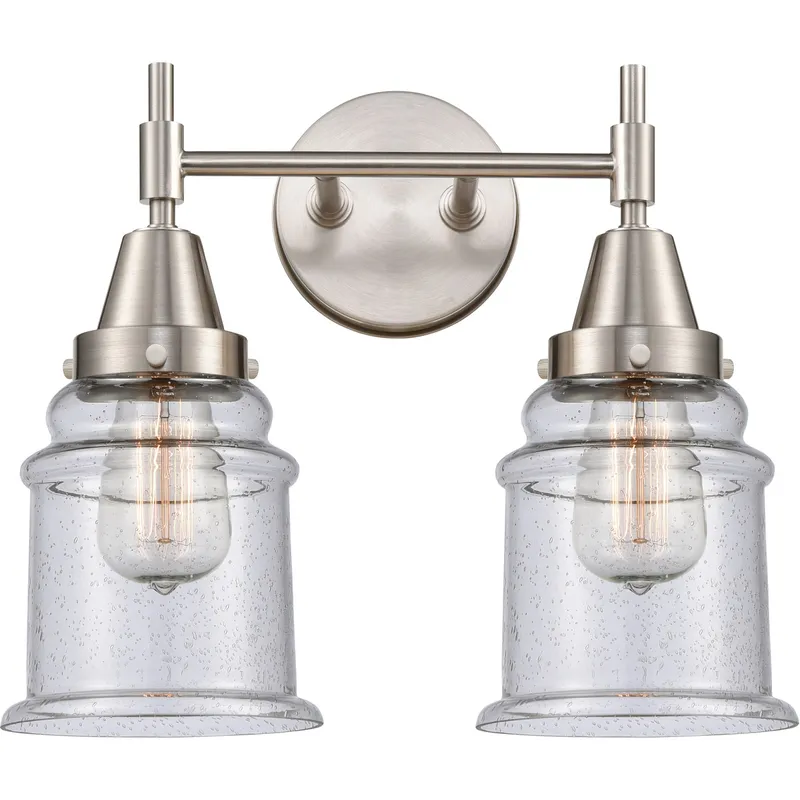 Caden LED 15 inch Satin Nickel Bath Vanity Light Wall Light in Seedy Glass