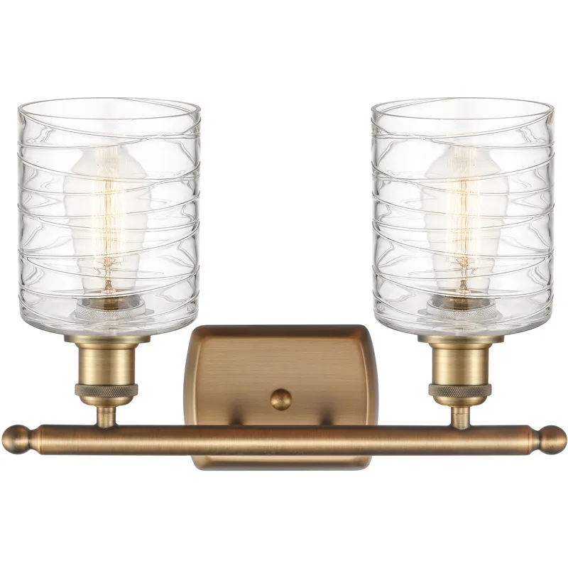 Ballston Cobbleskill LED 16 inch Brushed Brass Bath Vanity Light Wall Light in Deco Swirl Glass