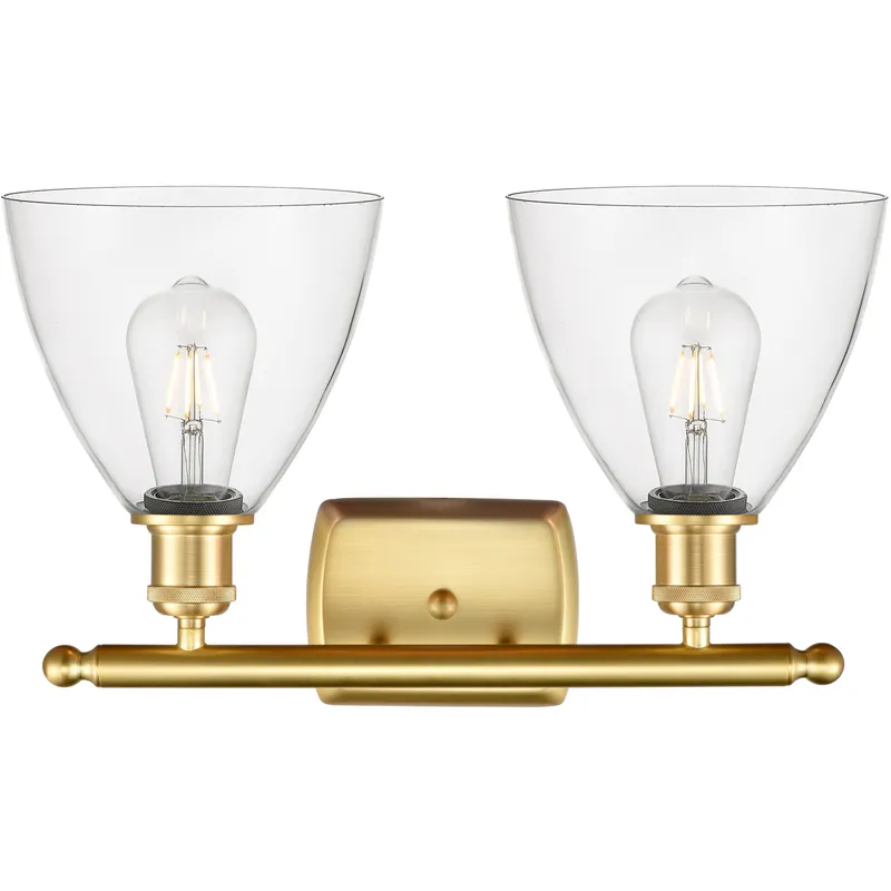 Ballston Ballston Dome LED 18 inch Satin Gold Bath Vanity Light Wall Light in Clear Glass