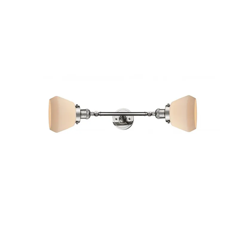 Franklin Restoration Fulton 2 Light 7 inch Polished Nickel Bath Vanity Light Wall Light in Matte White Glass, Franklin Restoration