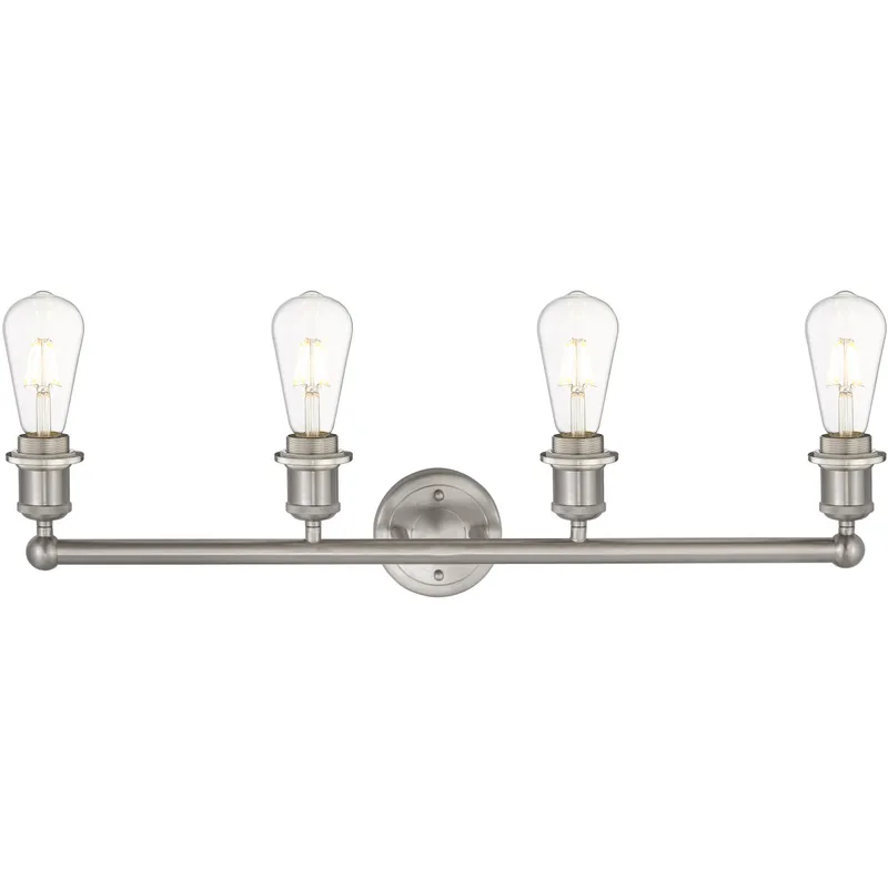 Edison Fenton 4 Light 34 inch Brushed Satin Nickel Bath Vanity Light Wall Light in Plated Smoke Glass