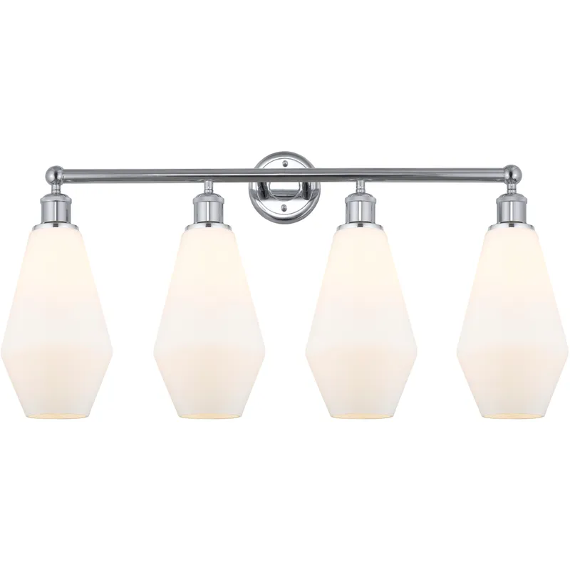 Cindyrella 4 Light 34 inch Polished Chrome Bath Vanity Light Wall Light in Matte White Glass