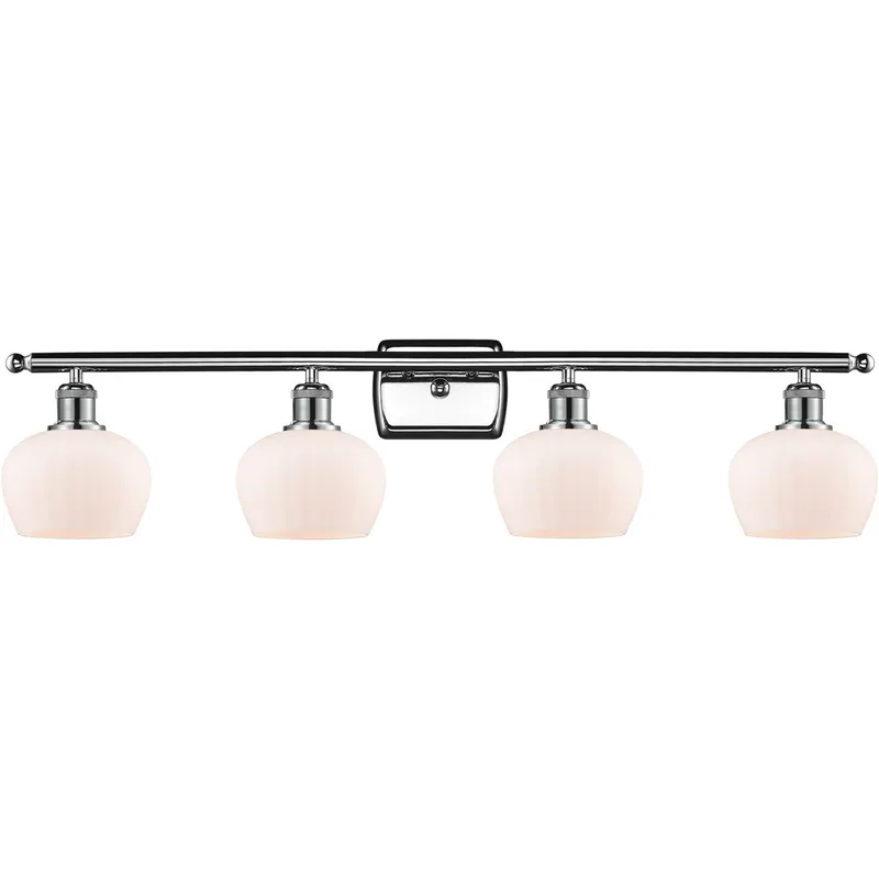 Ballston Fenton 4 Light 36 inch Polished Chrome Bath Vanity Light Wall Light in Matte White Glass, Ballston