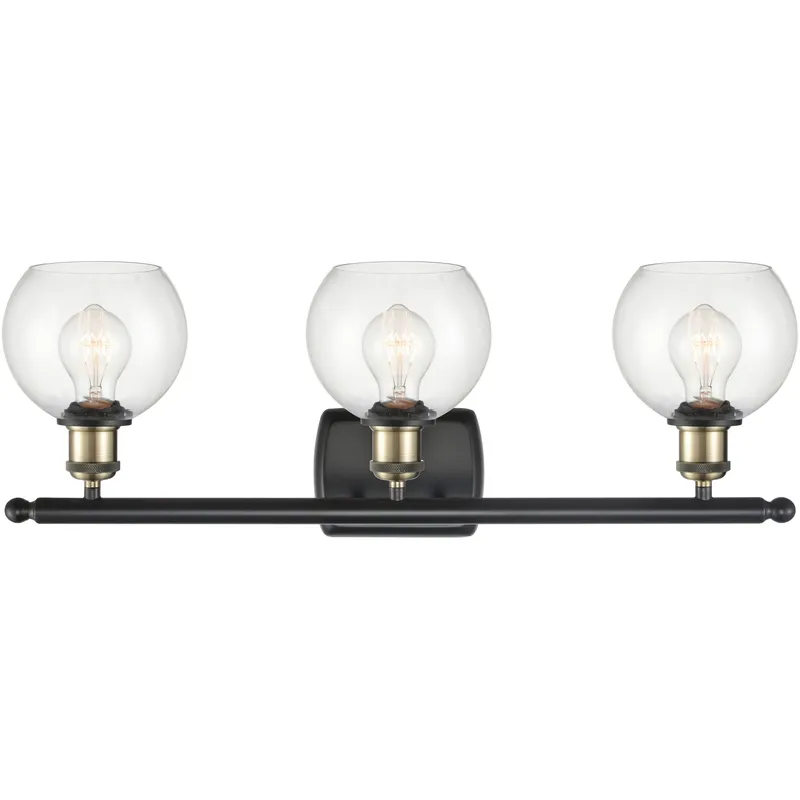 Ballston Athens LED 26 inch Black Antique Brass Bath Vanity Light Wall Light in Clear Glass