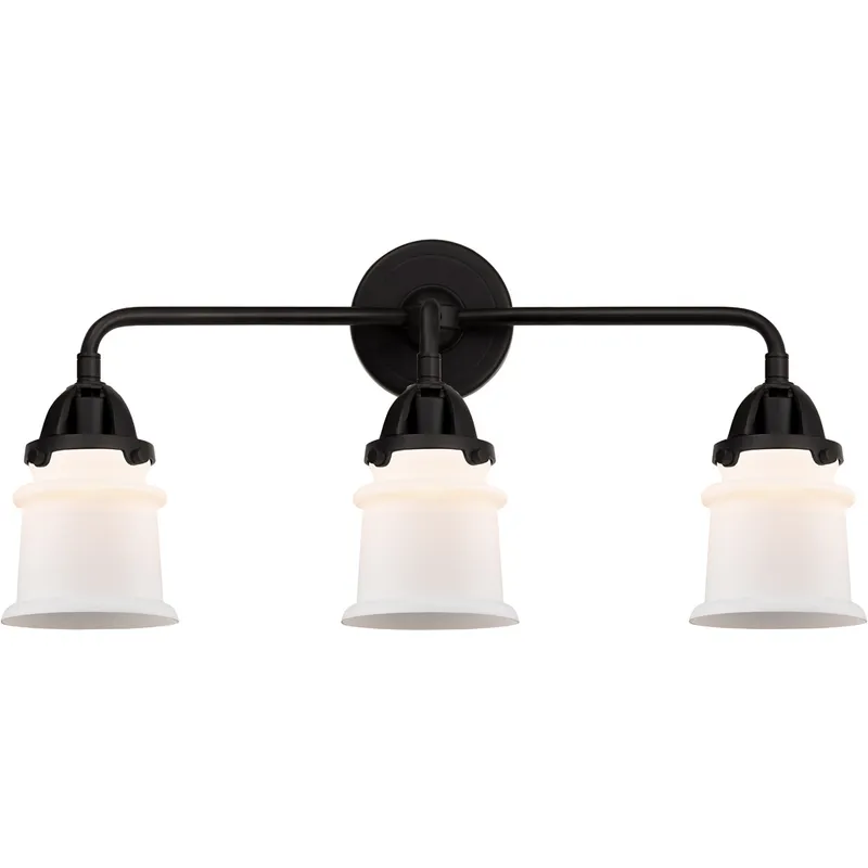 Nouveau 2 Small Canton LED 23.25 inch Matte Black Bath Vanity Light Wall Light in Matte White Glass