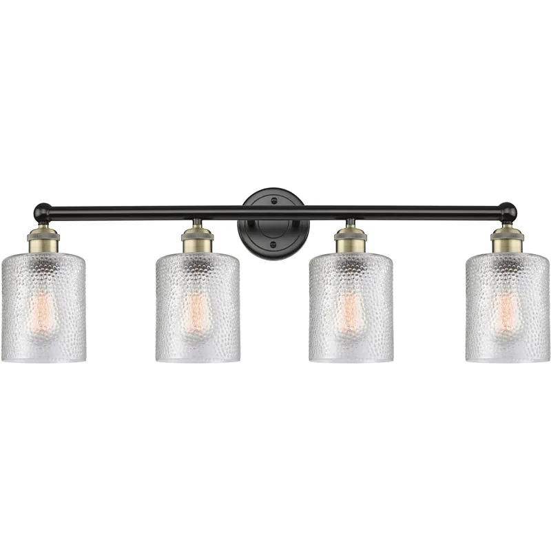 Cobbleskill 4 Light 32 inch Black Antique Brass Bath Vanity Light Wall Light in Clear