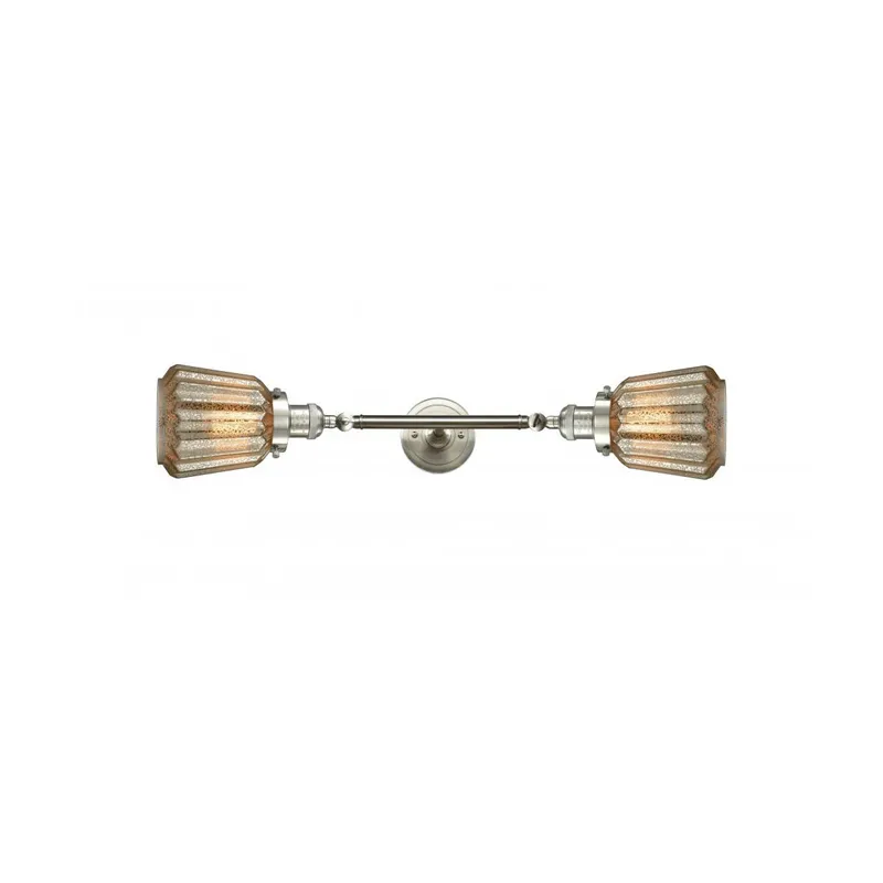 Franklin Restoration Chatham 2 Light 6 inch Brushed Satin Nickel Bath Vanity Light Wall Light in Mercury Glass, Franklin Restoration