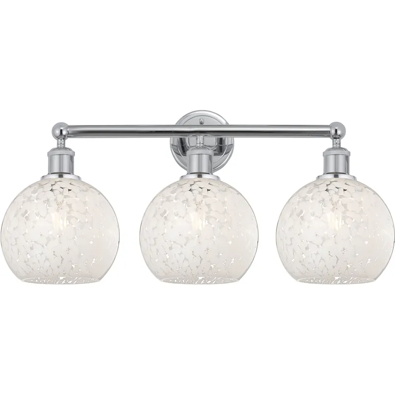 Edison White Mouchette 3 Light 26 inch Polished Chrome Bath Vanity Light Wall Light