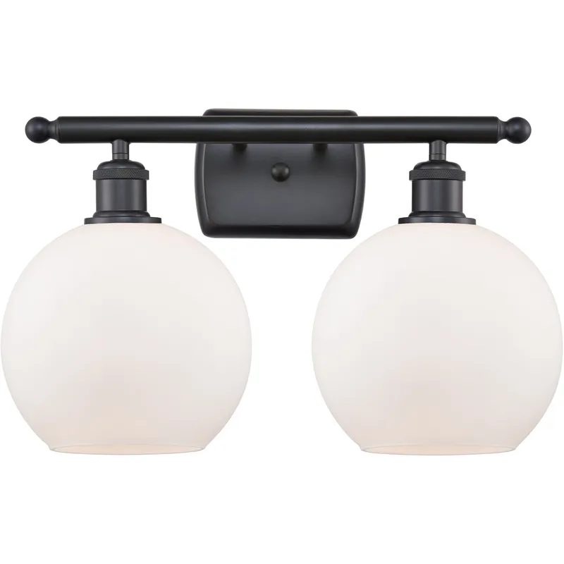 Ballston Athens LED 18 inch Matte Black Bath Vanity Light Wall Light in Matte White Glass