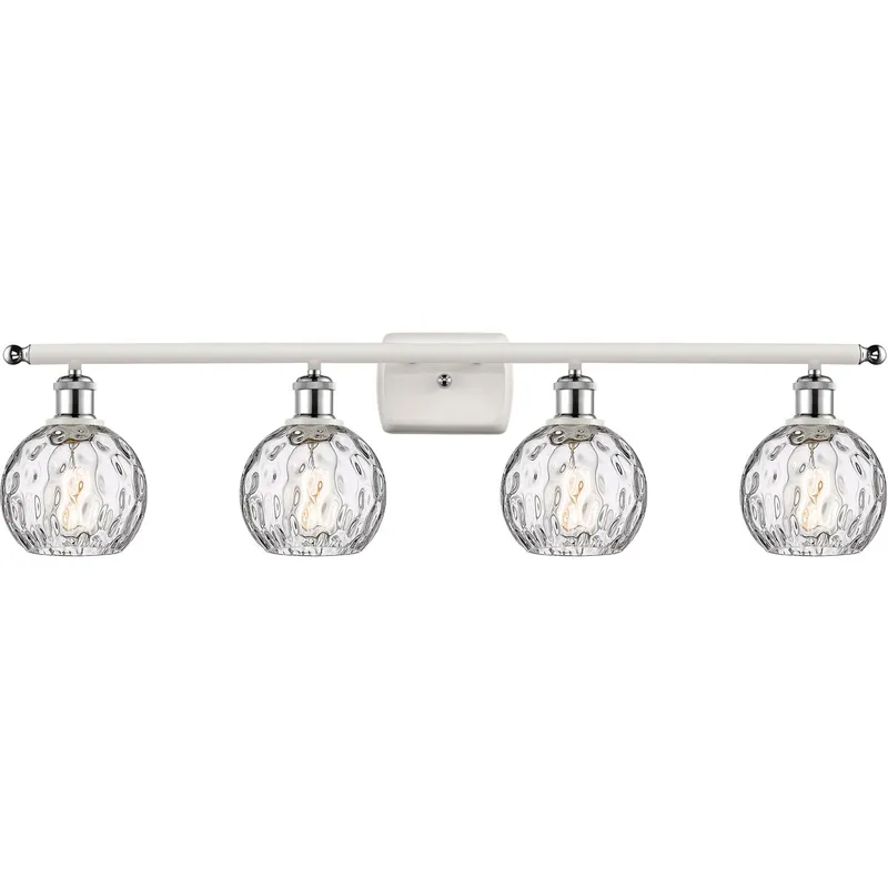 Ballston Athens Water Glass 4 Light 36 inch White and Polished Chrome Bath Vanity Light Wall Light