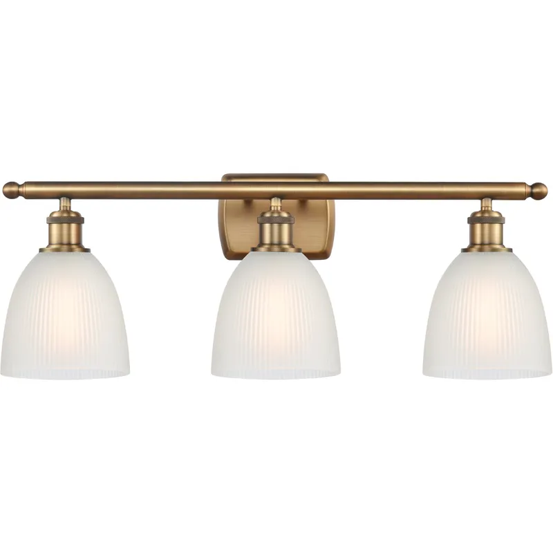 Ballston Castile 3 Light 26 inch Brushed Brass Bath Vanity Light Wall Light in White Glass, Ballston