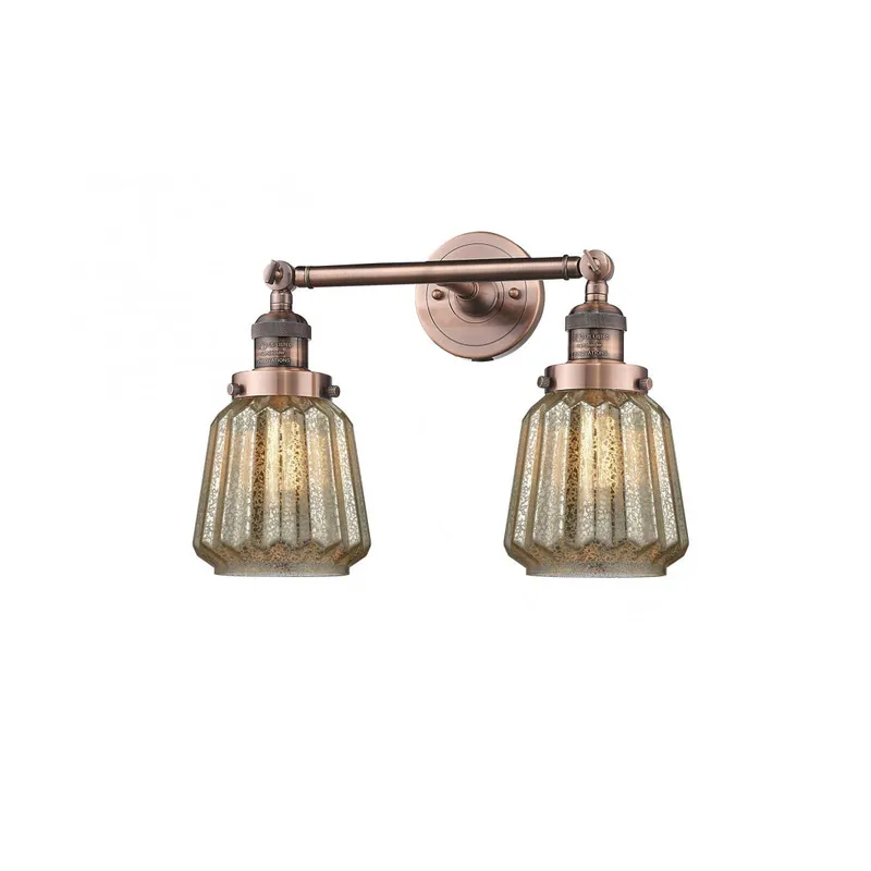 Franklin Restoration Chatham LED 16 inch Antique Copper Bath Vanity Light Wall Light in Mercury Glass, Franklin Restoration