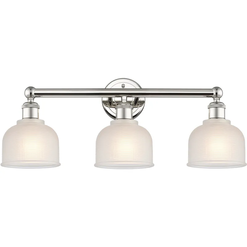 Dayton 3 Light 23.5 inch Polished Nickel Bath Vanity Light Wall Light in White