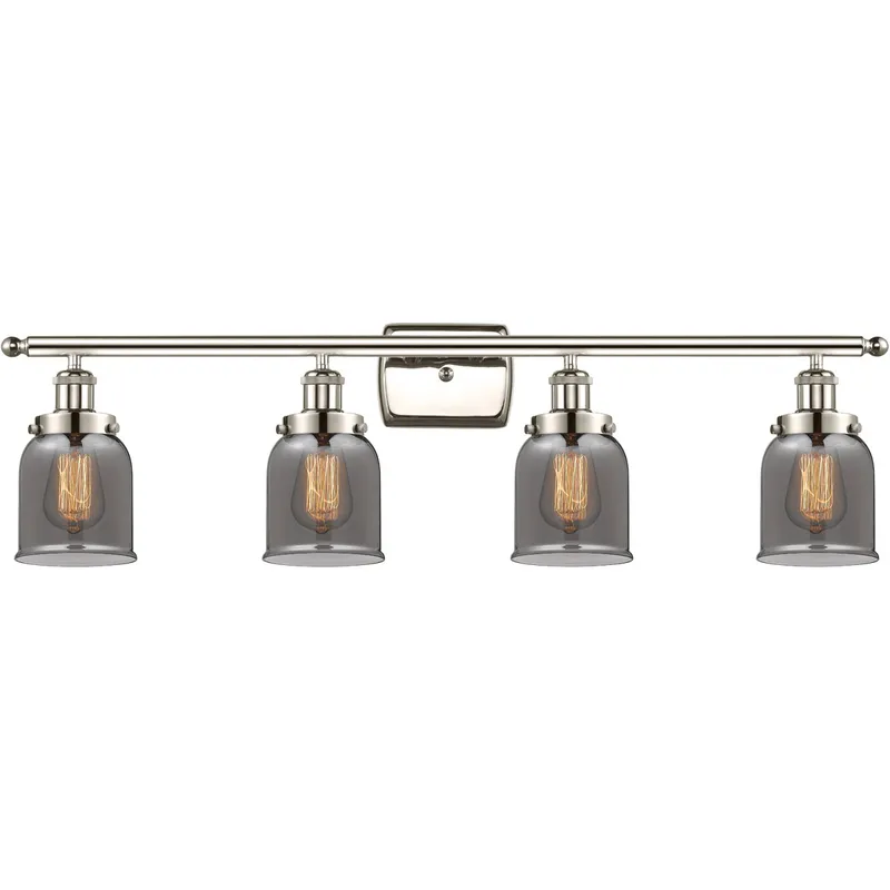 Ballston Small Bell LED 36 inch Polished Nickel Bath Vanity Light Wall Light in Light Smoke Glass