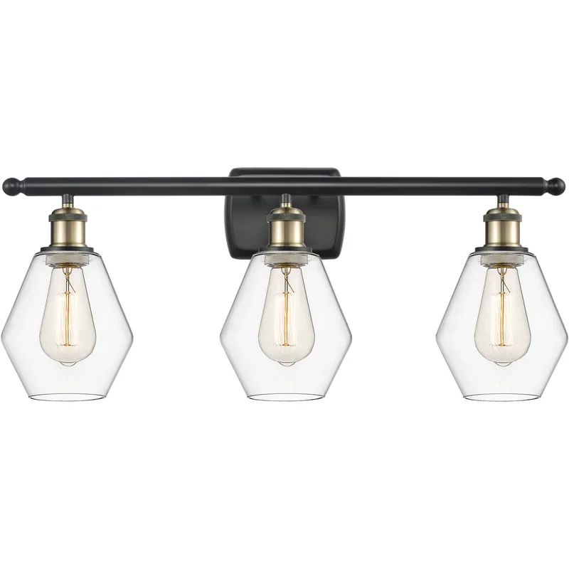 Ballston Cindyrella LED 26 inch Black Antique Brass Bath Vanity Light Wall Light in Clear Glass