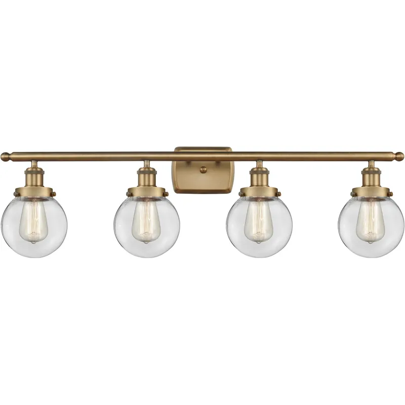 Ballston Beacon 4 Light 36 inch Brushed Brass Bath Vanity Light Wall Light in Clear Glass
