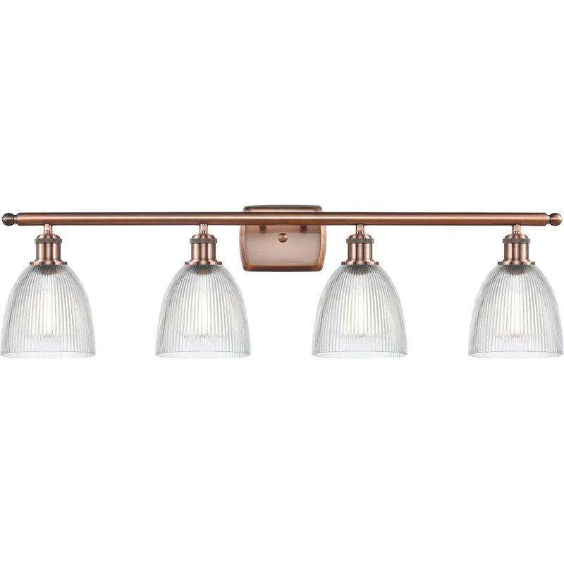 Ballston Castile LED 36 inch Antique Copper Bath Vanity Light Wall Light in Clear Glass, Ballston