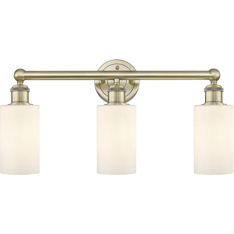 Clymer 3 Light 21.88 inch Antique Brass Bath Vanity Light Wall Light in Matte White