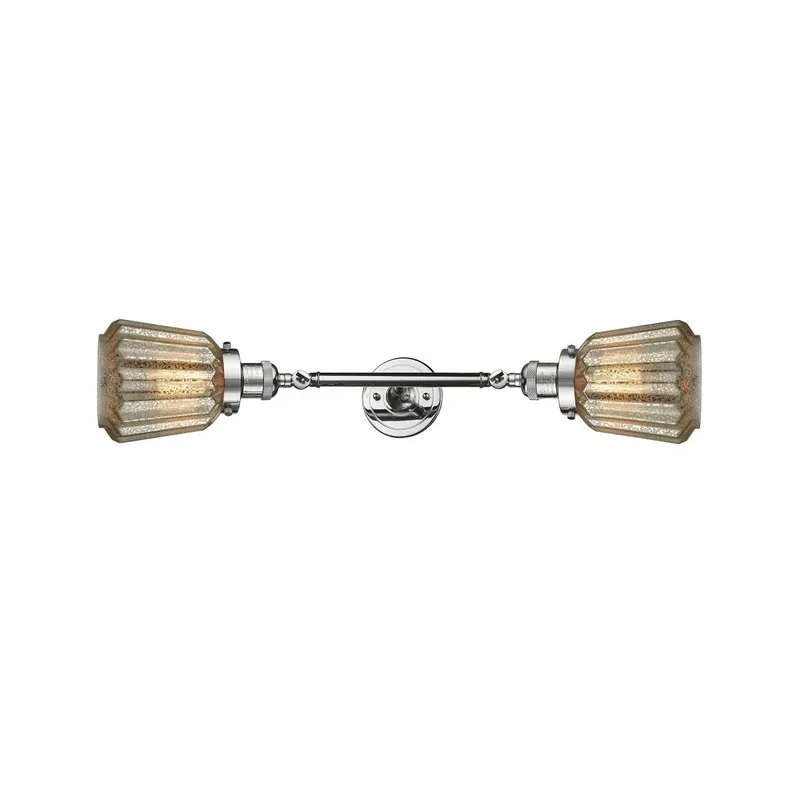 Franklin Restoration Chatham 2 Light 6 inch Polished Chrome Bath Vanity Light Wall Light in Mercury Glass, Franklin Restoration