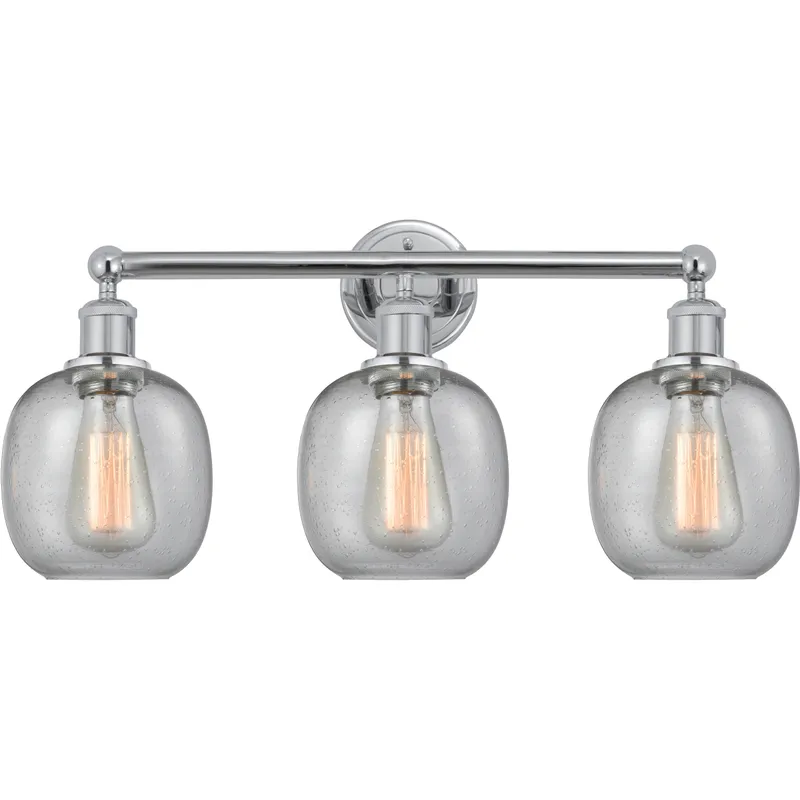 Edison Belfast 3 Light 24 inch Polished Chrome Bath Vanity Light Wall Light in Seedy Glass