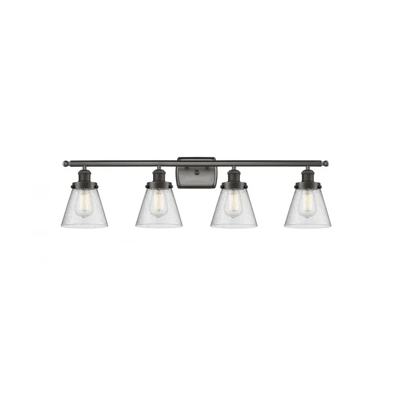 Ballston Small Cone LED 36 inch Oil Rubbed Bronze Bath Vanity Light Wall Light in Seedy Glass, Ballston