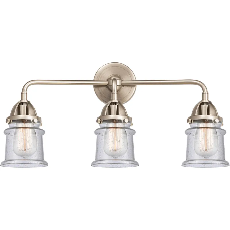 Nouveau 2 Small Canton LED 23.25 inch Black Antique Brass Bath Vanity Light Wall Light in Seedy Glass