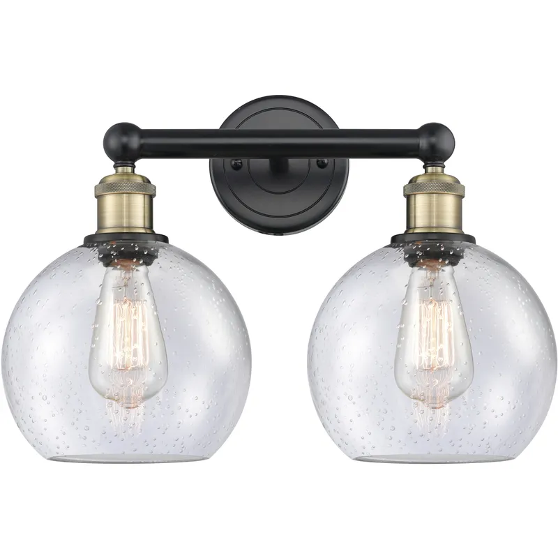 Athens 2 Light 17 inch Black Antique Brass Bath Vanity Light Wall Light in Seedy