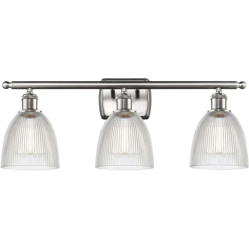 Ballston Castile 3 Light 26 inch Brushed Satin Nickel Bath Vanity Light Wall Light in Clear Glass, Ballston