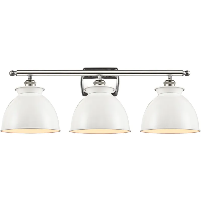 Ballston Adirondack 3 Light 28 inch Antique Brass Bath Vanity Light Wall Light in Incandescent, Glossy White, Ballston