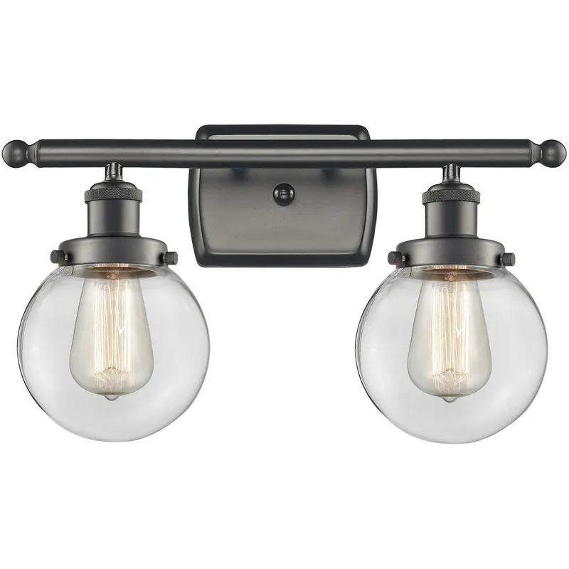 Ballston Beacon 2 Light 16 inch Oil Rubbed Bronze Bath Vanity Light Wall Light in Clear Glass, Ballston