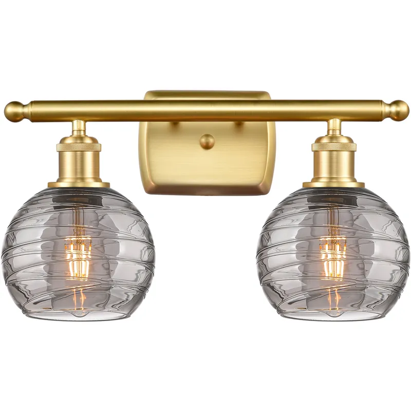 Ballston Athens Deco Swirl 2 Light 15.88 inch Satin Gold Bath Vanity Light Wall Light