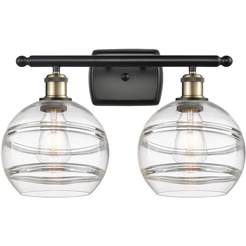 Ballston Rochester 2 Light 18 inch Black Antique Brass Bath Vanity Light Wall Light
